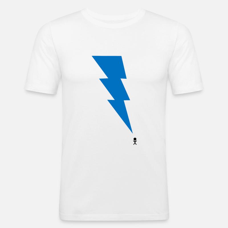 Gewitter - Blitz - Blitzschlag - Strichmännchen 10 - Männer Slim Fit T-Shirt - Weiß