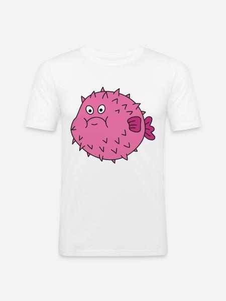 Poisson mignon mignon - T-shirt près du corps Homme - blanc