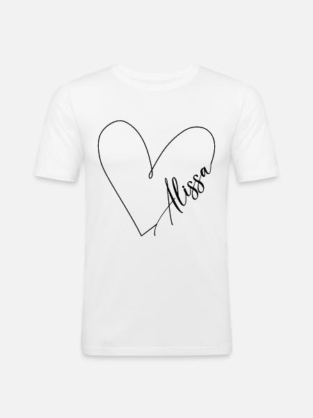 Alissa Name Herzlinie - Männer Slim Fit T-Shirt - Weiß