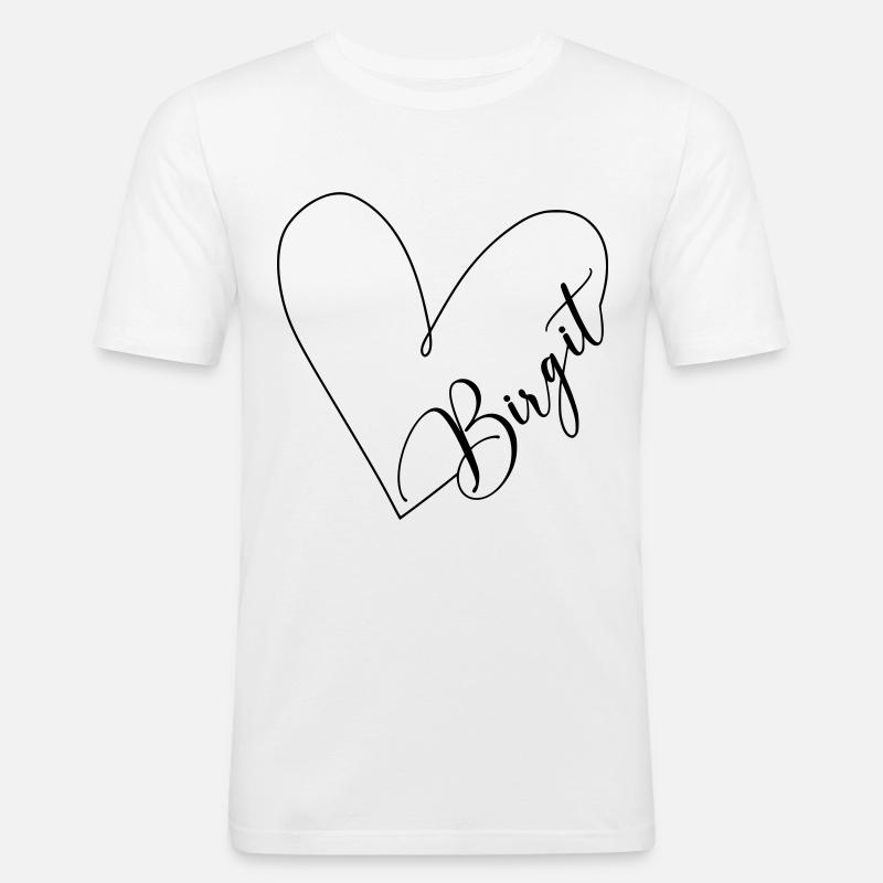 Birgit Name Herzlinie - Men's Slim Fit T-Shirt - white