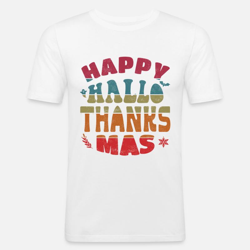 Joyeux HelloThanksMas - T-shirt près du corps Homme - blanc