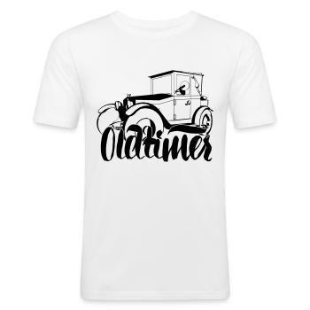 Oldtimer - Männer Slim Fit T-Shirt - Weiß - Vorne - Nik (191cm)