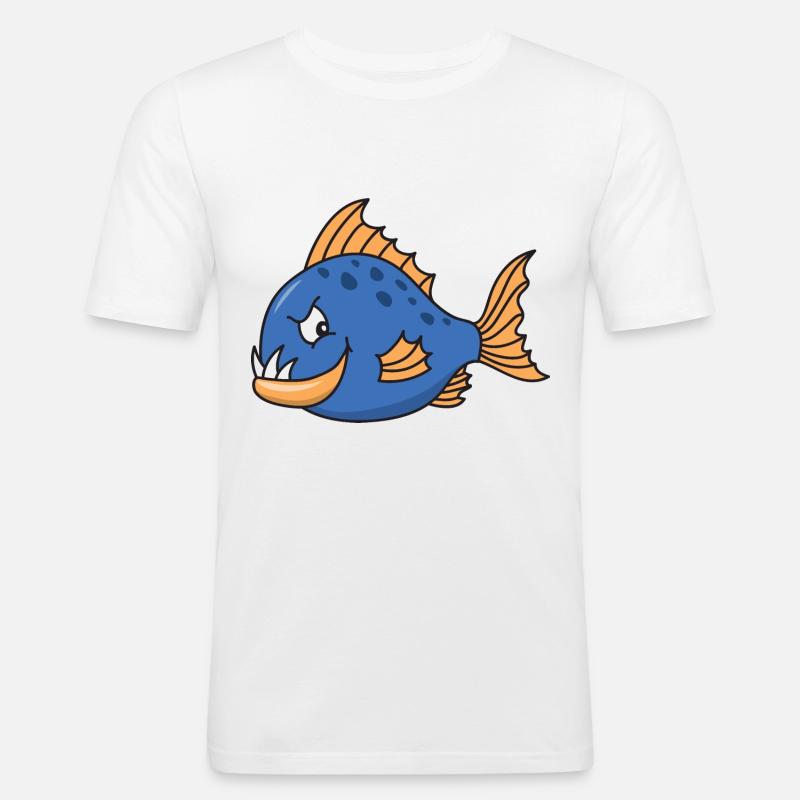 Poisson mignon mignon Cool Piranha - T-shirt près du corps Homme - blanc