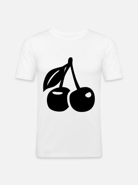 Kirschen symbol - Männer Slim Fit T-Shirt - Weiß
