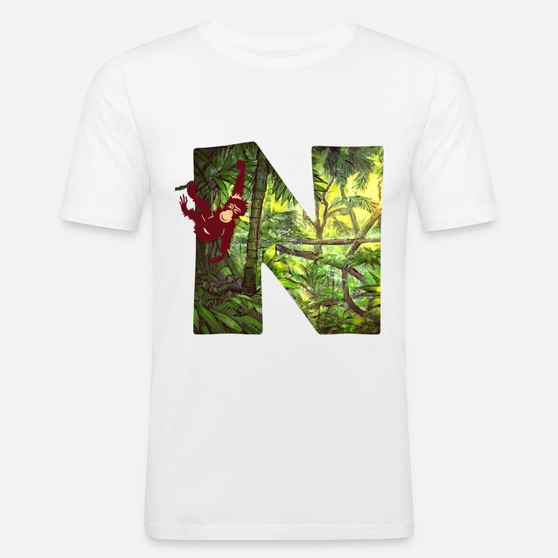 dschungel mit affe n - Männer Slim Fit T-Shirt - Weiß