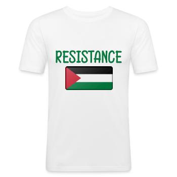 Stand against Palestine demonstration - Men's Slim Fit T-Shirt - white - Front - Nik (191cm)