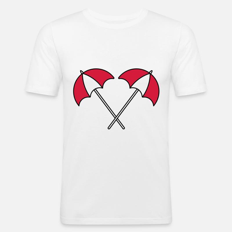Sonnenschirm Muster Sommer - Männer Slim Fit T-Shirt - Weiß