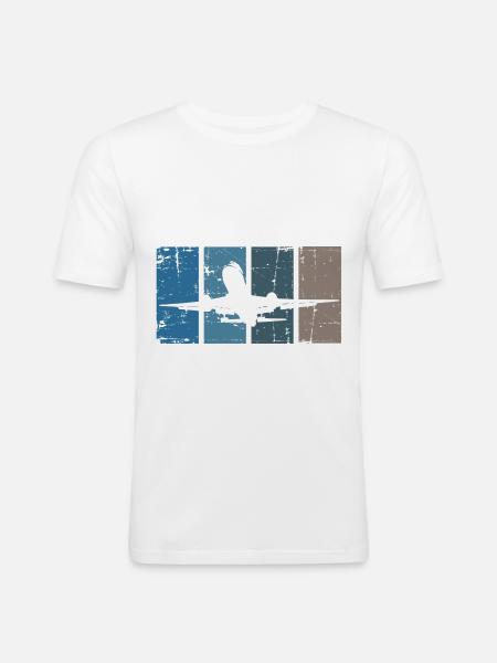 Flugzeug Pilot Luftfahrt - Männer Slim Fit T-Shirt - Weiß