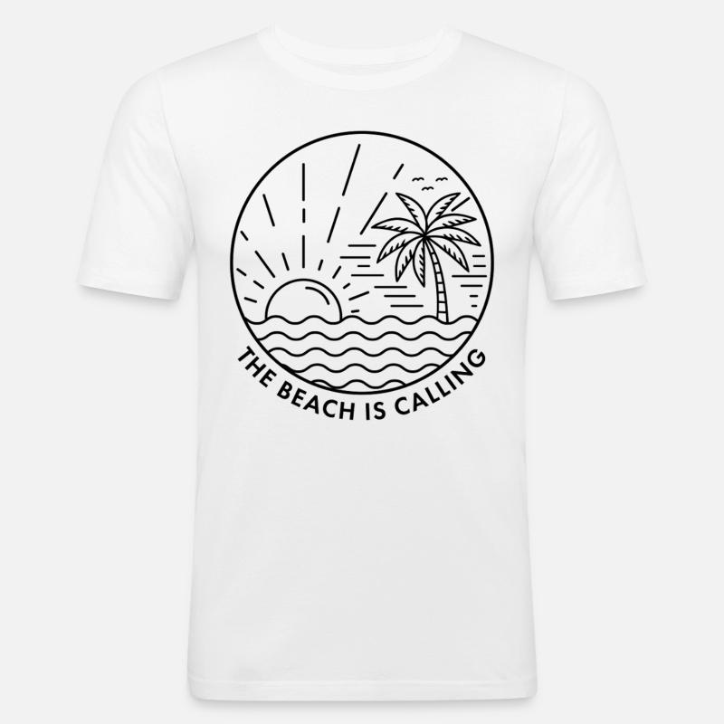 Der Strand ruft - Männer Slim Fit T-Shirt - Weiß