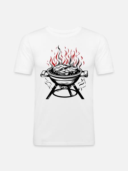 Grill Icon Fire Grilling Icon - T-shirt près du corps Homme - blanc