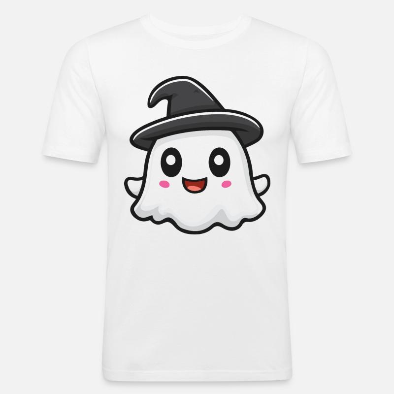Geist Halloween Comic - Männer Slim Fit T-Shirt - Weiß