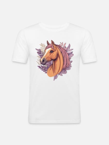Pferd - Männer Slim Fit T-Shirt - Weiß