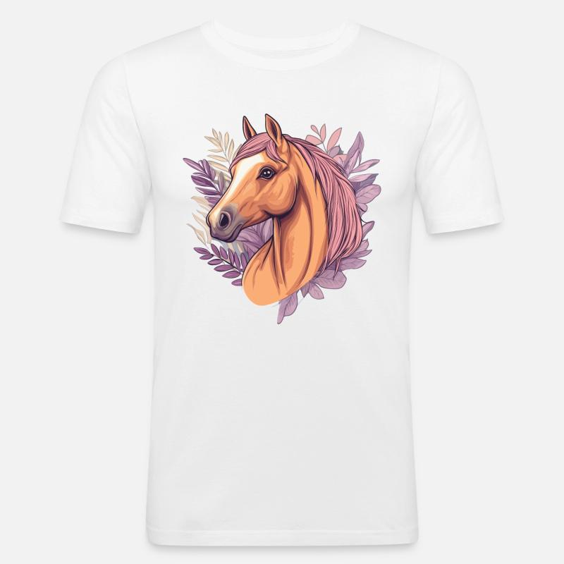 Cheval - T-shirt près du corps Homme - blanc