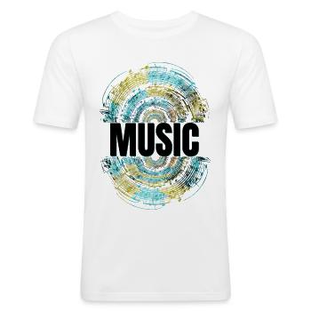 Music - Männer Slim Fit T-Shirt - Weiß - Vorne - Nik (191cm)