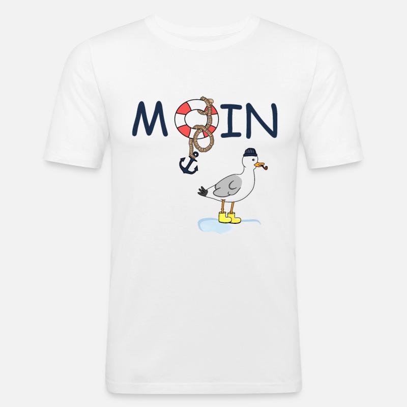 Möwe Moin Gummistiefel - Männer Slim Fit T-Shirt - Weiß