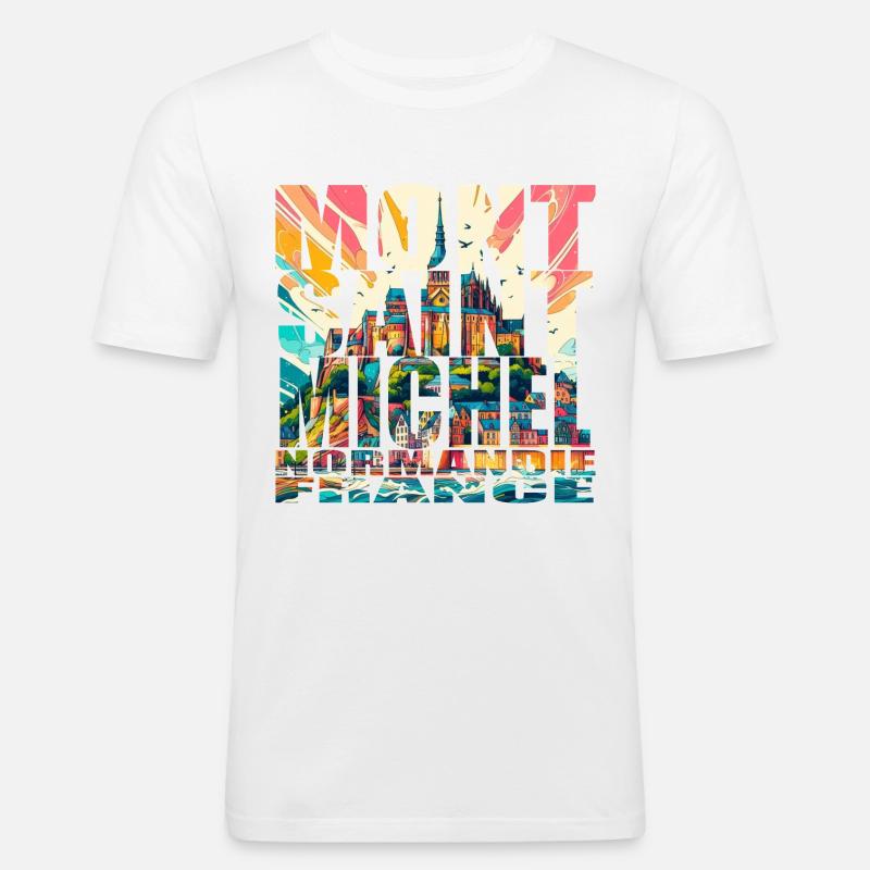 Mont Saint-Michel - Männer Slim Fit T-Shirt - Weiß