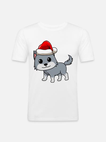 Wolf Comic Christmas - Men's Slim Fit T-Shirt - white