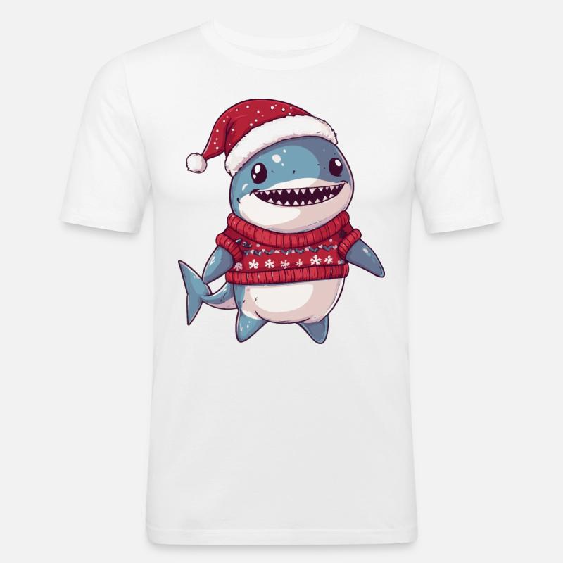 Hai Weihnachten Comic - Männer Slim Fit T-Shirt - Weiß