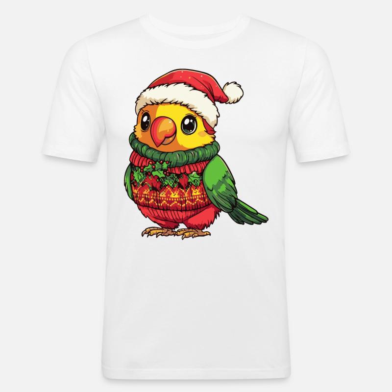 Parrot Christmas Comic - Men's Slim Fit T-Shirt - white
