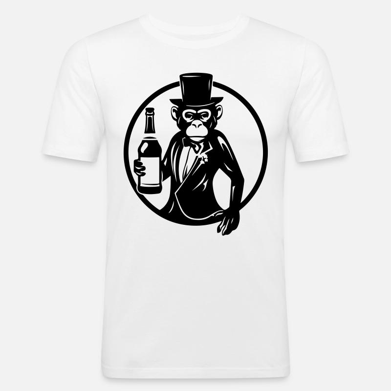 Drunk Monkey Drinking Drunk - Men's Slim Fit T-Shirt - white