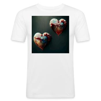 Heart Love Abstract Collection 40 - Men's Slim Fit T-Shirt - white - Front - Nik (191cm)