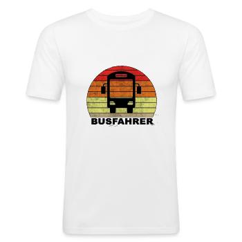 Busfahrer Retro Transporter - Männer Slim Fit T-Shirt - Weiß - Vorne - Nik (191cm)