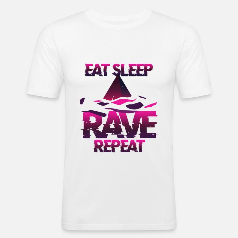 Bouffer et Raven Techno - T-shirt près du corps Homme - blanc