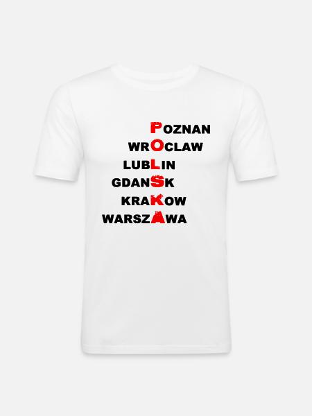 Poland - Polska - Men's Slim Fit T-Shirt - white