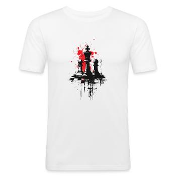 Pièces d’échecs, roi et pions - T-shirt près du corps Homme - blanc - Devant - Nik (191cm)