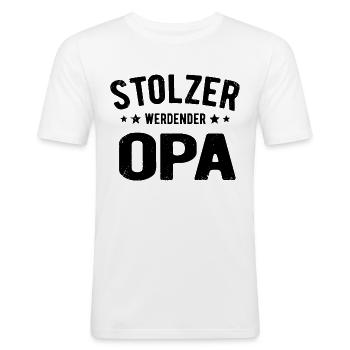 Stolzer Werdender Opa - Männer Slim Fit T-Shirt - Weiß - Vorne - Nik (191cm)