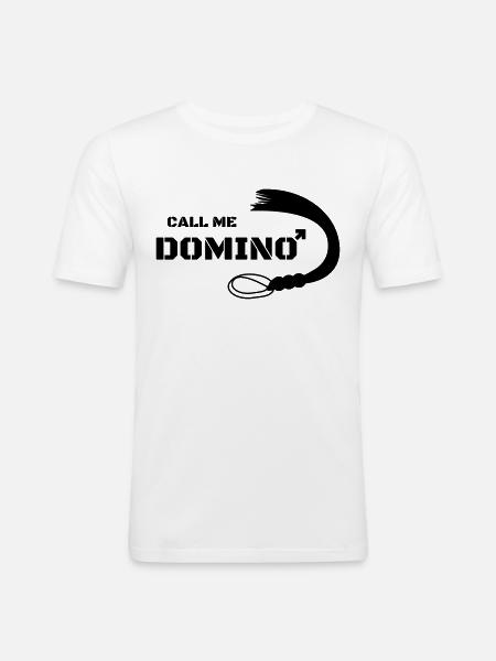 Noem me Domino Whip Sex Gift Dominatrix - Mannen slim fit T-shirt - wit