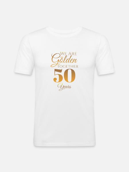 Gold wedding 50 years married gift - Men's Slim Fit T-Shirt - white