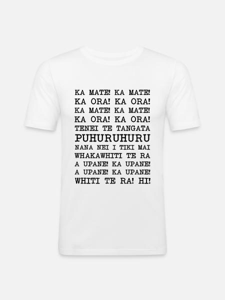 Haka Neuseeland Rugby - Männer Slim Fit T-Shirt - Weiß