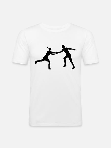 Kunstskøjteløb par i harmoni - Herre Slim Fit T-Shirt - hvid
