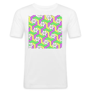 Géométrie - T-shirt près du corps Homme - blanc - Devant - Nik (191cm)