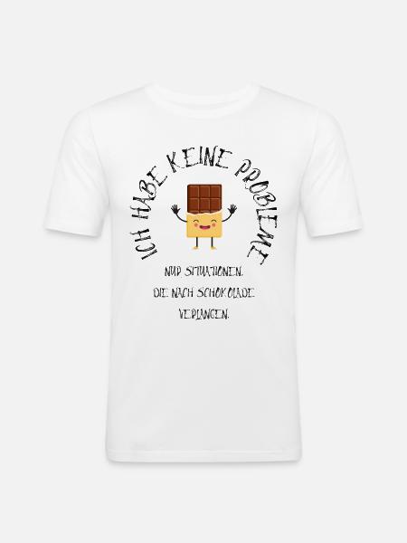 Schokoladenfreude - Männer Slim Fit T-Shirt - Weiß