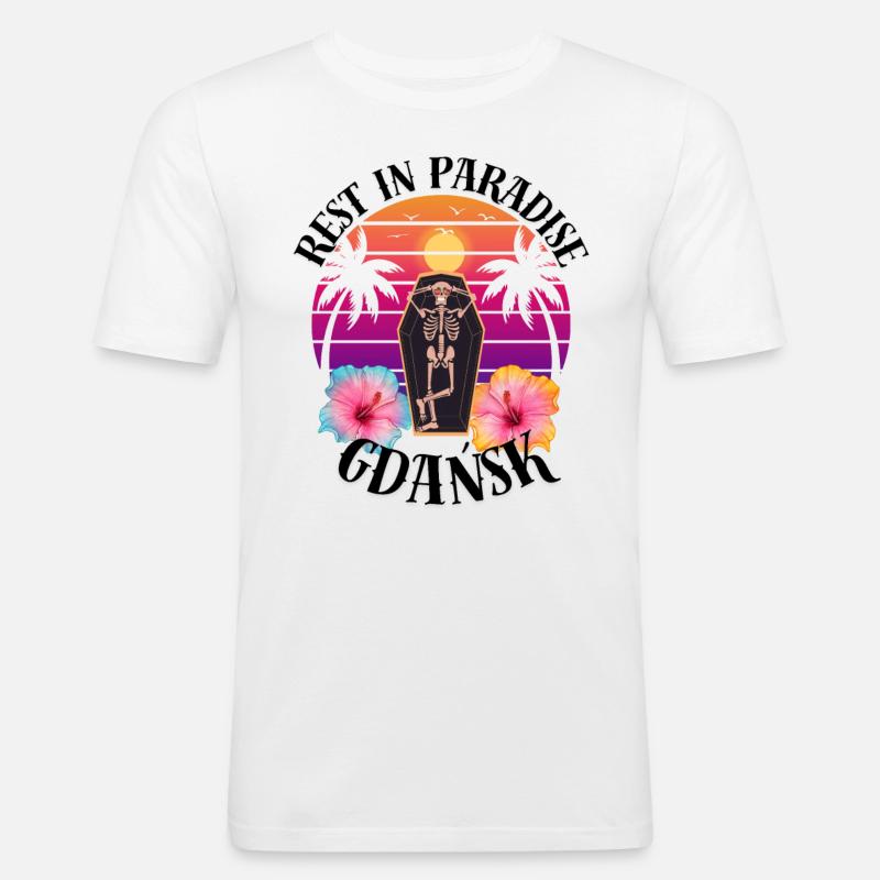 Danzig RIP Sarkasmus - Männer Slim Fit T-Shirt - Weiß