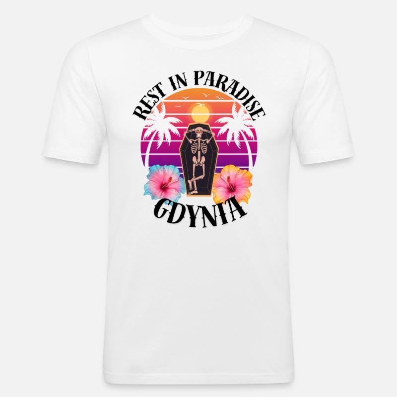 Gdynia RIP Sarkasmus - Männer Slim Fit T-Shirt - Weiß