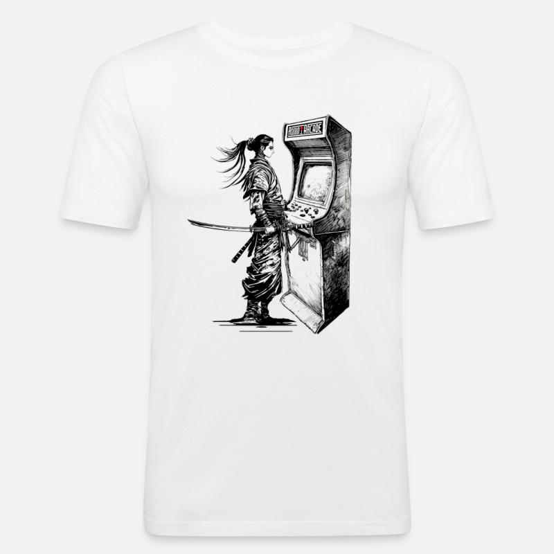 Ronin Arcade 2 - Männer Slim Fit T-Shirt - Weiß