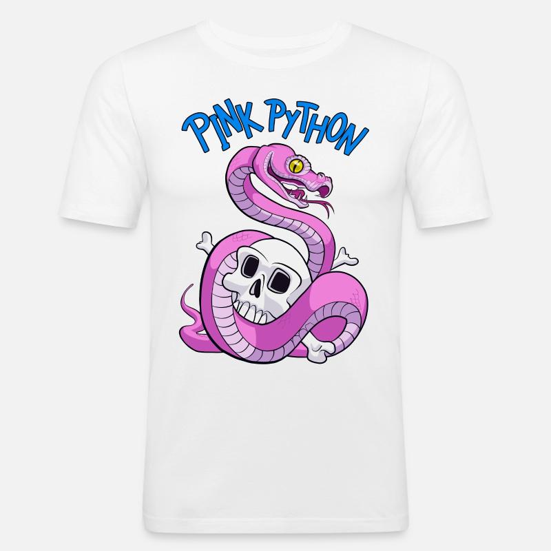 Pink Python (Blue) - T-shirt près du corps Homme - blanc