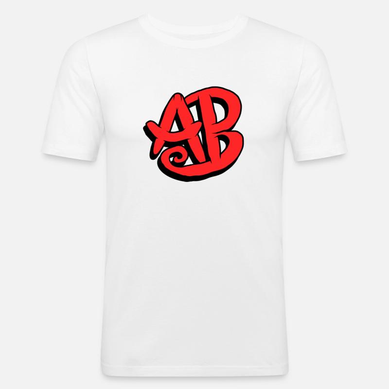 Graffiti Initialen AB - Männer Slim Fit T-Shirt - Weiß