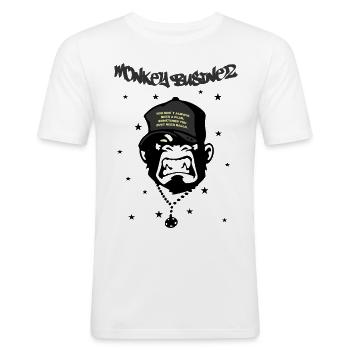 Monkey Businez - Männer Slim Fit T-Shirt - Weiß - Vorne - Nik (191cm)