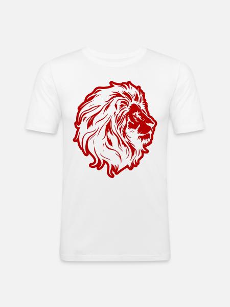 Löwenkopf Löwe Silhouette - Männer Slim Fit T-Shirt - Weiß