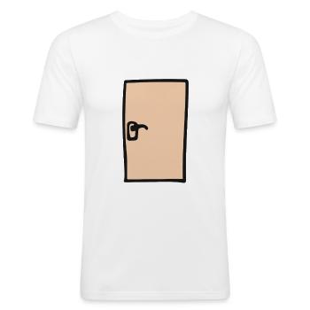 Tür - Männer Slim Fit T-Shirt - Weiß - Vorne - Nik (191cm)