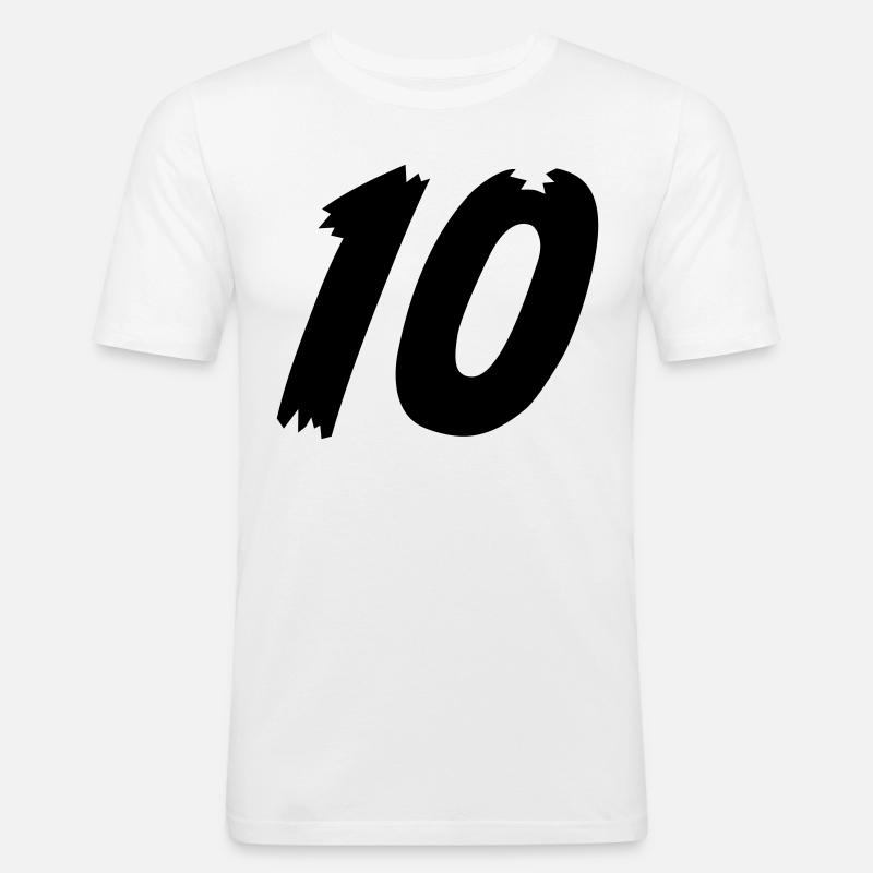 Nummer 10 - Männer Slim Fit T-Shirt - Weiß