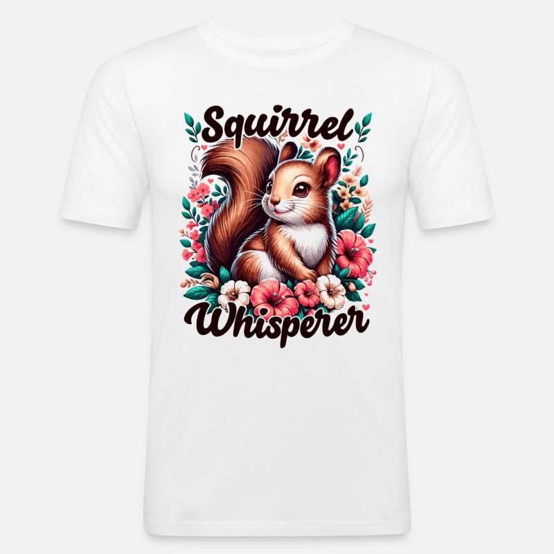 Eichhörnchenflüsterer Blumen Eichhörnchen Liebhaber - Männer Slim Fit T-Shirt - Weiß