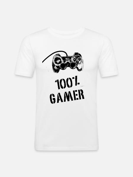 100% Gamer - Men's Slim Fit T-Shirt - white