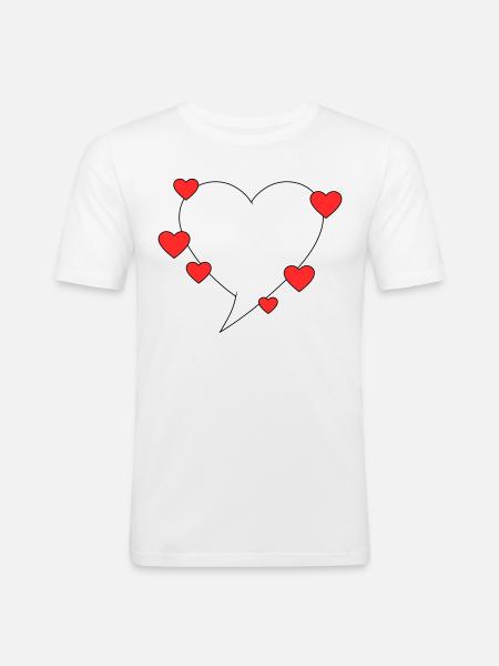 Speech bubble with hearts - Men's Slim Fit T-Shirt - white