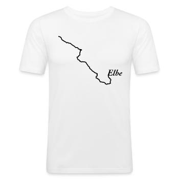 Elbe - Männer Slim Fit T-Shirt - Weiß - Vorne - Nik (191cm)