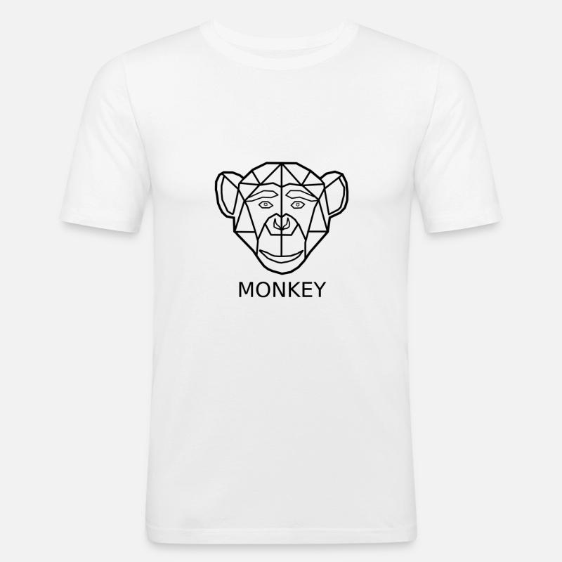 Monkey - Männer Slim Fit T-Shirt - Weiß